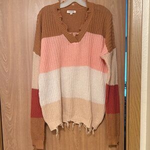 ANDREE BY UNIT Colorblock V-Neck Sweater